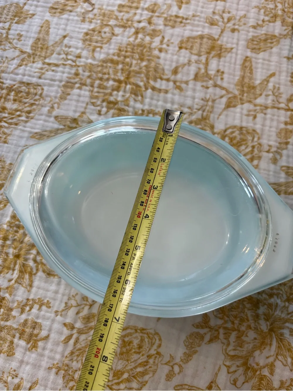 Pyrex Turquoise Snowflake Covered Casserole Dish